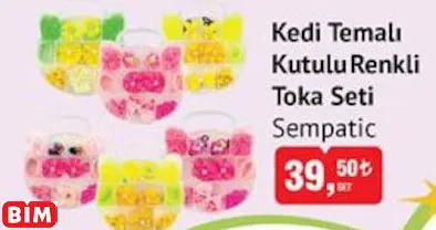 SEMPATİC KEDİ TEMALI KUTULU RENKLİ TOKA SETİ